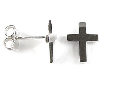 10K White Gold Cross Polished Stud Earrings