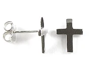 10K White Gold Cross Polished Stud Earrings