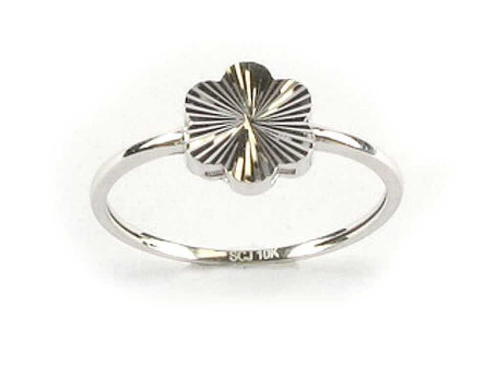 10K White Gold Clover Ring