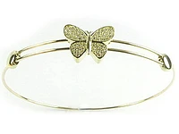 10K Yellow Gold Butterfly C.Z Bangle Bracelet