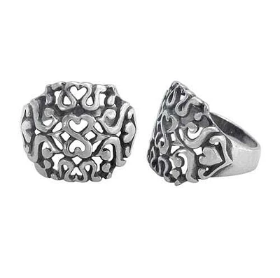 Sterling Silver, Smooth Multi Heart Shape Ring. Approx Size: 18mm Width
