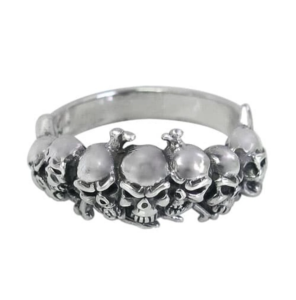 Sterling Silver Skull Ring, 10mm Frame