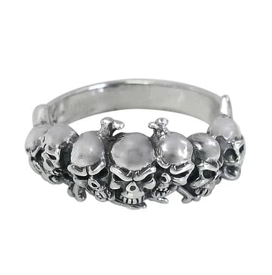Sterling Silver Skull Ring, 10mm Frame