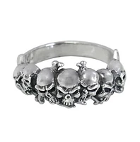 Sterling Silver Skull Ring, 10mm Frame