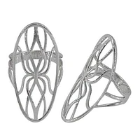 Sterling Silver With Rhodium Plated Long Ring