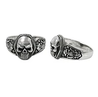 Sterling Silver Skull Ring, 15.5×13.5mm Center Skull