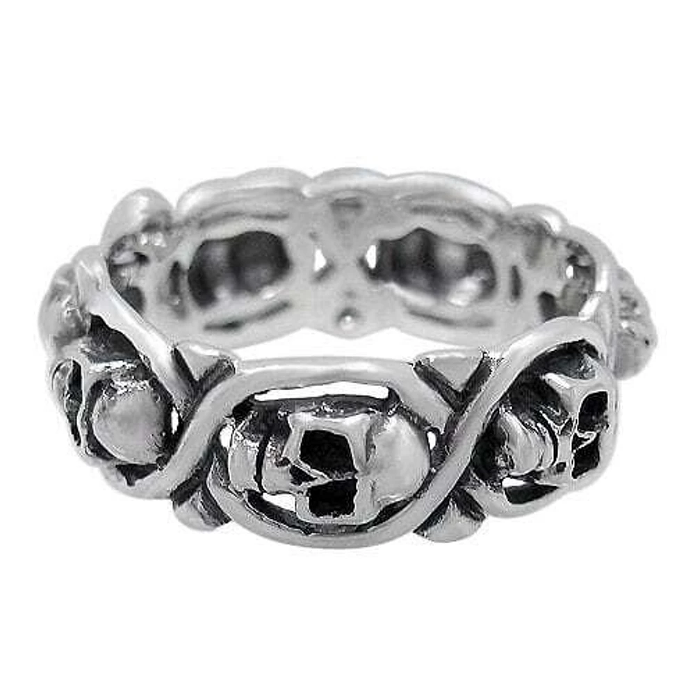 Sterling Silver Skull Ring, 8mm Width