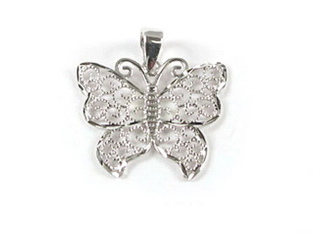 10K White Gold Butterfly Pendant