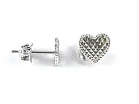 10K White Gold Heart Shimmer Cut Stud Earrings