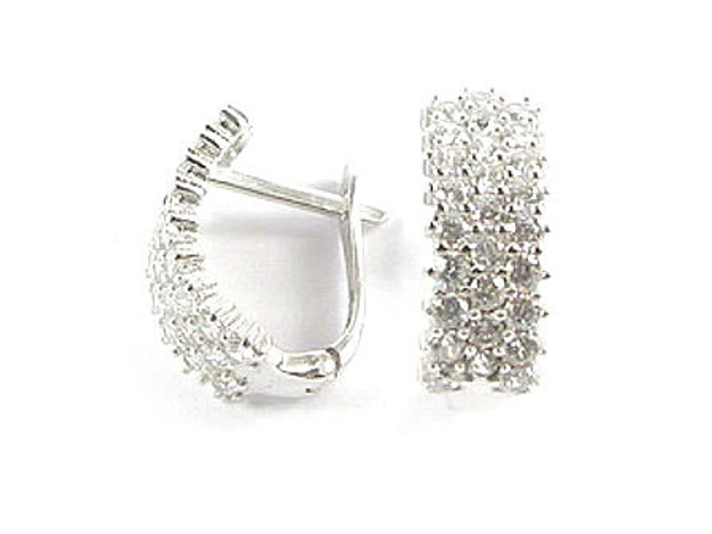 10K White Gold C.Z Lever Back Earrings