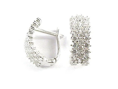 10K White Gold C.Z Lever Back Earrings