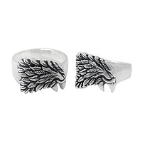 Oxidized Plated On Sterling Silver, Eagle Ring With Detail. Approx Size: 15mm Width