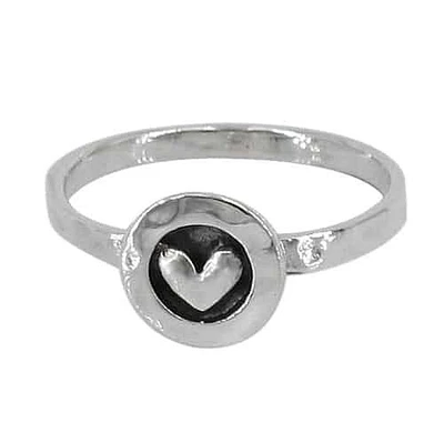 Sterling Silver With Hammered Finish Heart Ring, 8.5mm Width