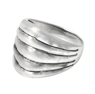 Sterling Silver, 5 Bar Ring. Approximate Frame Size: 17mm Width