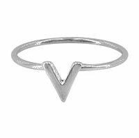 Sterling Silver With Rhodium V Ring, 7mm Width