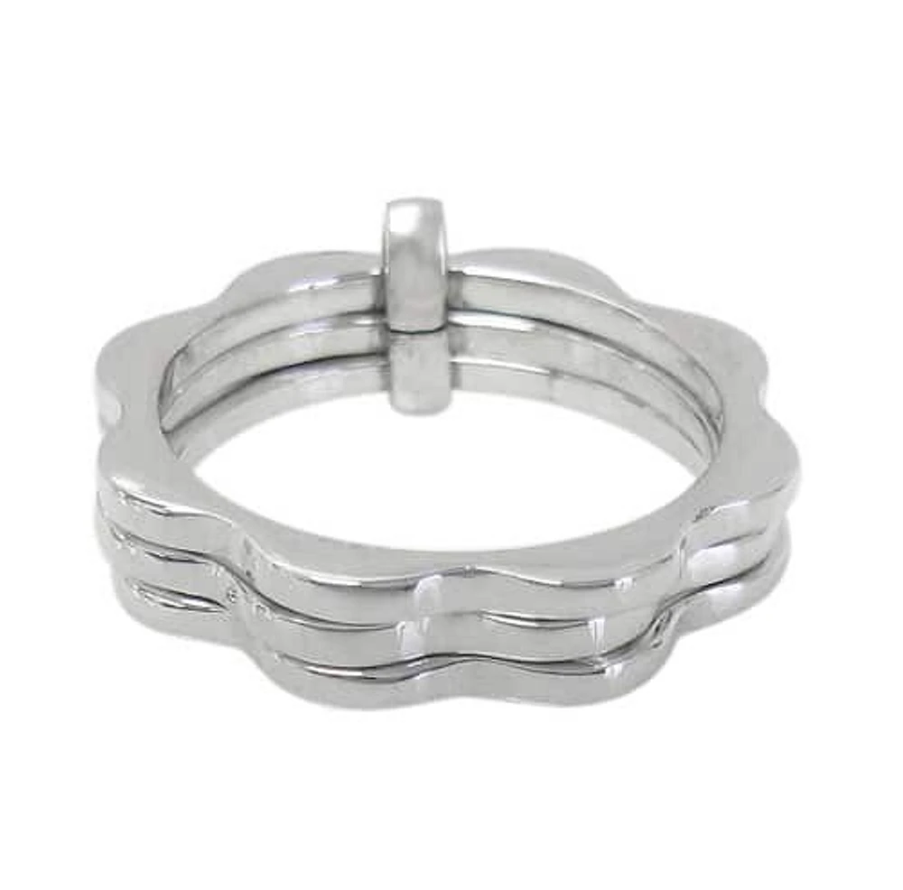 Sterling Silver, Stack Ring With 3 Band. Approximate Size: 5mm Height