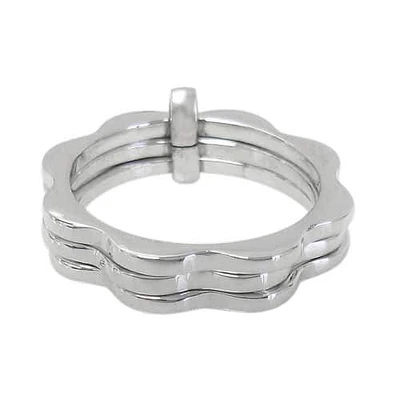 Sterling Silver, Stack Ring With 3 Band. Approximate Size: 5mm Height