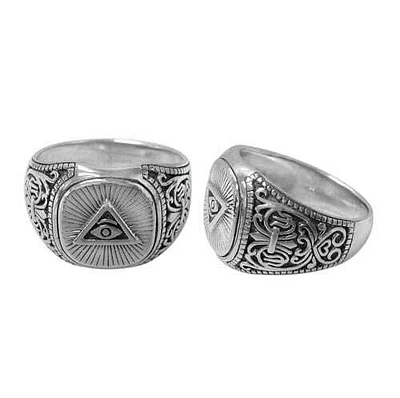 Sterling Silver, Eye Of Providence Ring, 17mm Width