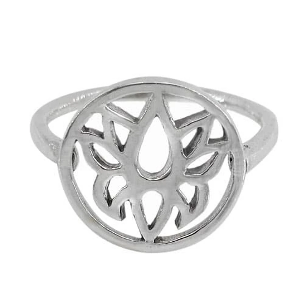 Sterling Silver Lotus Flower Ring, 15mm Width