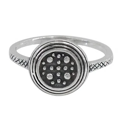 Sterling Silver Ring, 11mm (Round Charm), 2mm(Band)