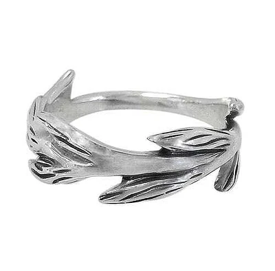 Sterling Silver, Double Leaf Ring. Approximate Ring Size: 7mm Width