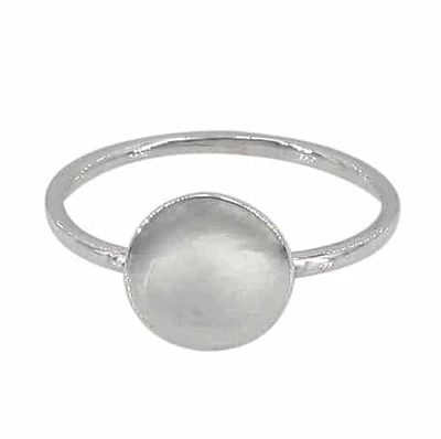 Sterling Silver Circle Signet Ring, 9mm Diameter Plate, 1mm (Band)