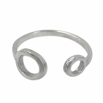 Sterling Silver Ring With Double Loop Design. Approximate Size: 6 And 8mm Diameter