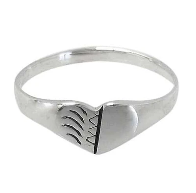 Sterling Silver, Heart Sharp Ring With Design. Approximate Frame Size: 6mm L X 10mm W