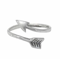 Rhodium Plated On Sterling Silver, Smooth Arrow Ring. Approximate Size: 10mm Height