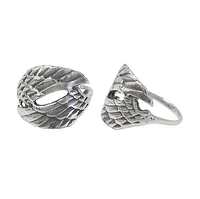 Sterling Silver Ring With Double Angel Wing. Approximate Wings Size: 16mm L X 20mm W