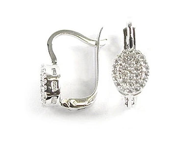 10K White Gold Lever Back C.Z Earrings