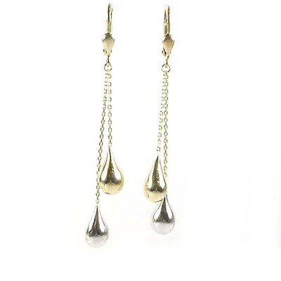 10K Yellow & White Gold Polished Dangle Earrings