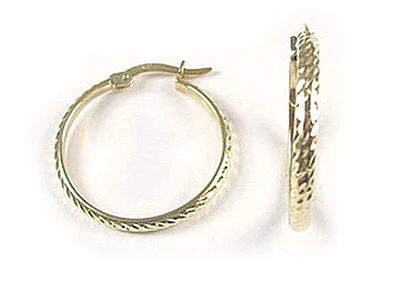 10K Gold Diamond Cut Hoop Earrings