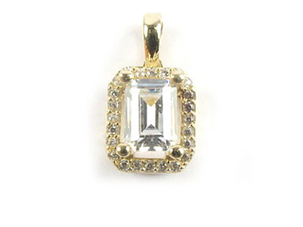 10K Yellow Gold C.Z Emerald Cut Pendant