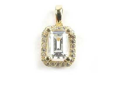 10K Yellow Gold C.Z Emerald Cut Pendant