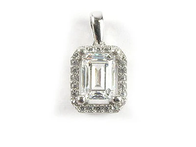 10K White Gold Emerald Cut Pendant