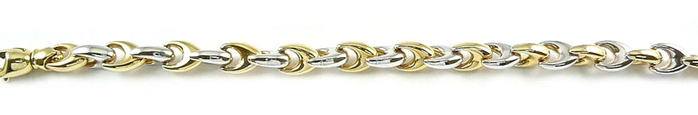 10K Yellow & White Gold Fancy Cluster Link Two Tone Bracelet