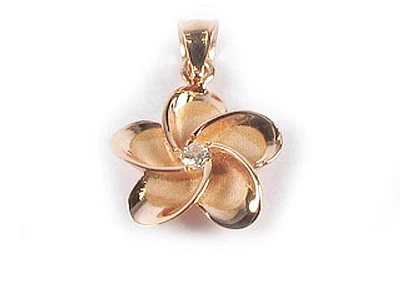 10K Rose Gold Flower C.Z Pendant