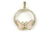 10K Yellow Gold C.Z Enamel Butterfly Pendant