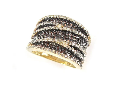 10K Yellow Gold Fancy Coloured C/Z Multi Layer Ring