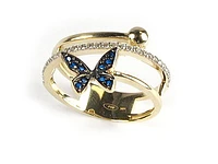 10K Yellow Gold Fancy Coloured C.Z Butterfly Loop Ring