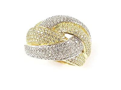 10K Yellow Gold Fancy Multi Layer Ring C/Z