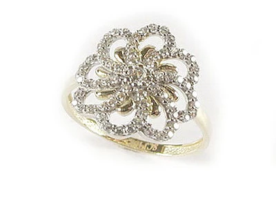 10K Yellow Gold Flower Swirl Ring C/Z