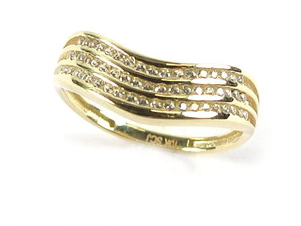 10K Yellow Gold Fancy Triple Layer Ring C/Z