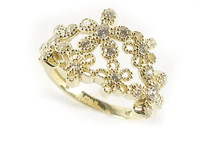 10K Yellow Gold Multi Flower Ring C/Z