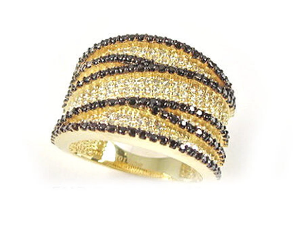 10K Yellow Gold Multi Layer Coloured C.Z Ring