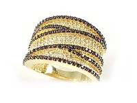 10K Yellow Gold Multi Layer Coloured C.Z Ring