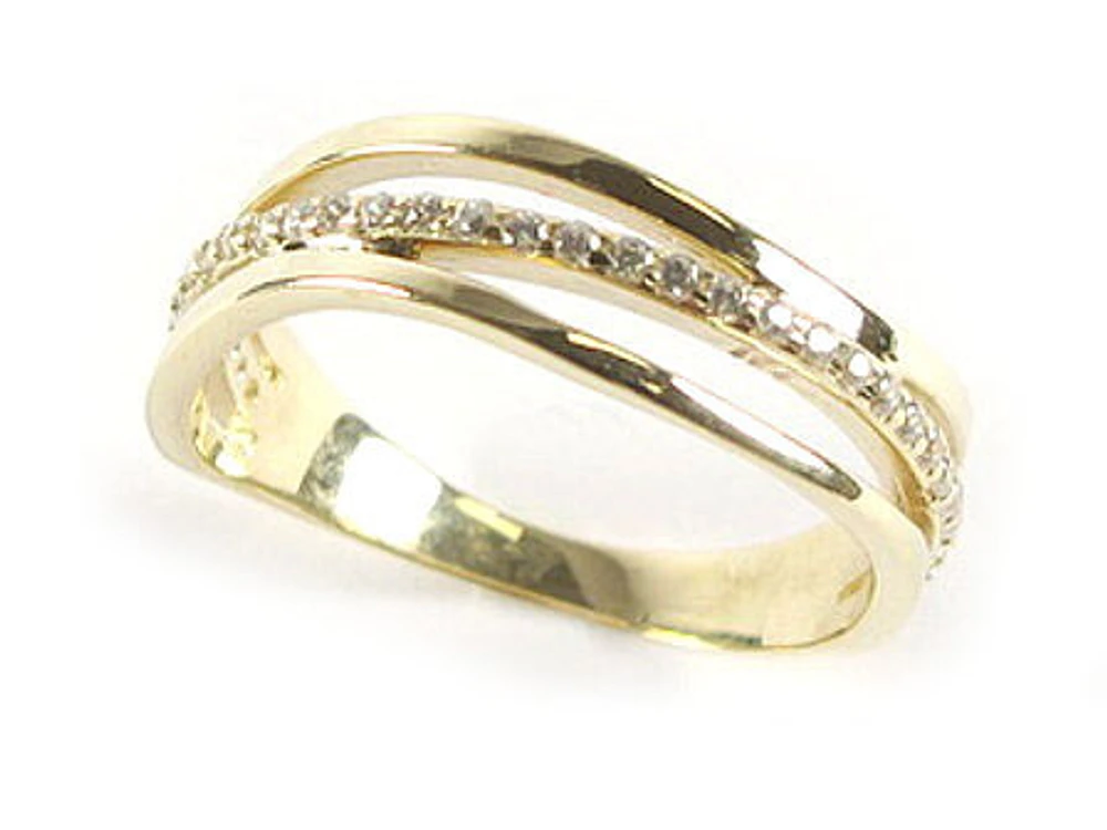 10K Yellow Gold Multi Layer Ring C/Z