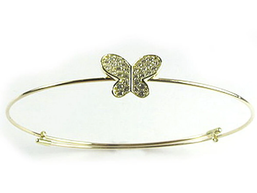 10K Yellow Gold Simple Butterfly Bangle Bracelet