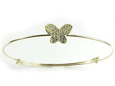 10K Yellow Gold Simple Butterfly Bangle Bracelet